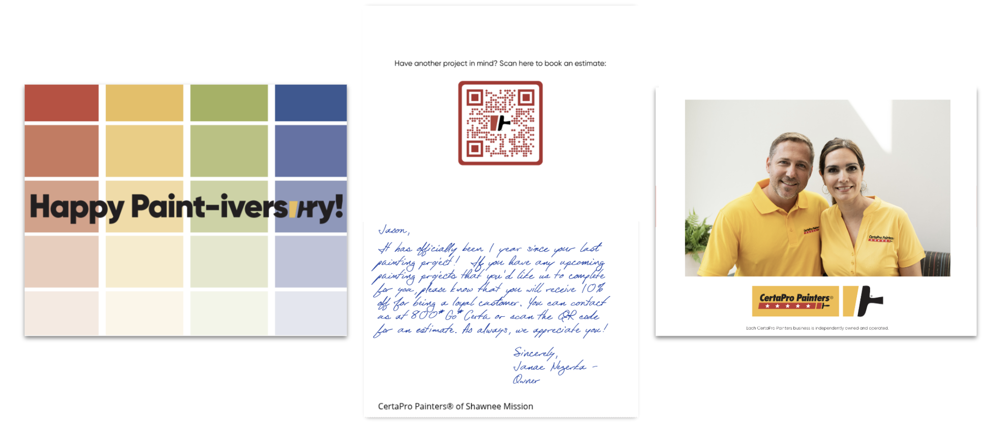 CertaPro Painters Handwritten Paint-iversary Card Example CertaPro Painters Handwritten Paint-iversary Card Example