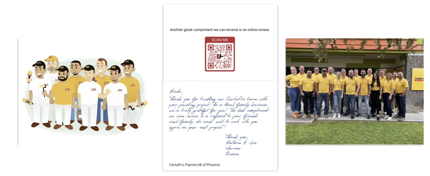 CertaPro Painters Handwritten Thank You Card Example